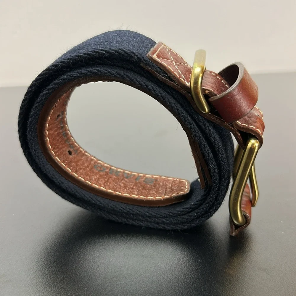 Orvis Brown Leather/Black Canvas Single Prong Brass Buckle Size 38 Made in USA‎